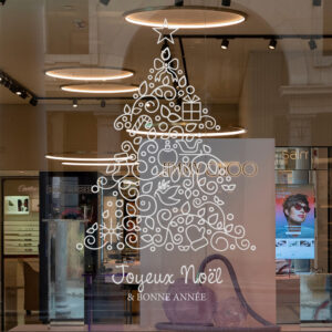 Sticker vitrine sapin de Noël fantaisie - vitrophanie fêtes de fin d'année