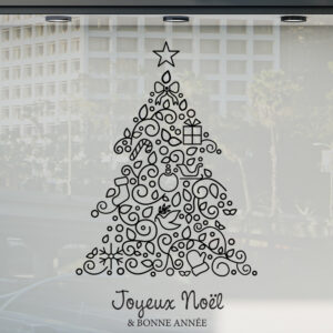 Sticker vitrine sapin de Noël fantaisie - vitrophanie fêtes de fin d'année