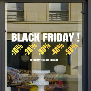 Sticker vitrine Black Friday réductions - vitrophanie Black Friday