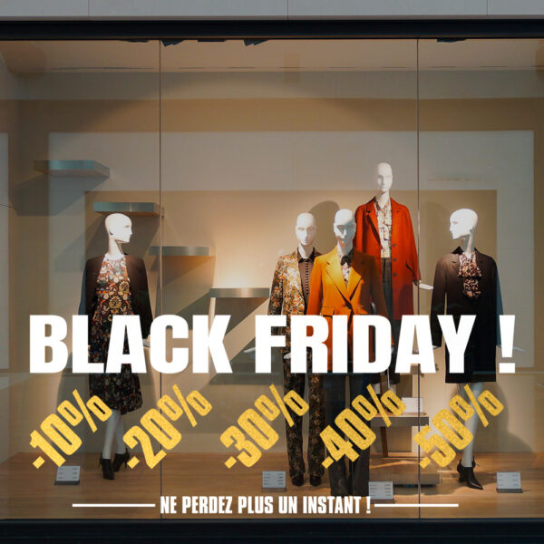 Sticker vitrine Black Friday réductions - vitrophanie Black Friday