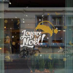 Sticker vitrine bonnet joyeux Noël - vitrophanie fêtes de fin d'année
