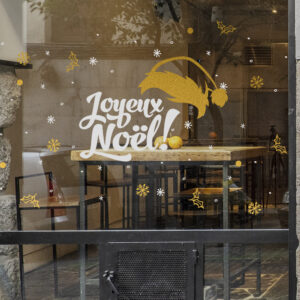 Sticker vitrine bonnet joyeux Noël - vitrophanie fêtes de fin d'année