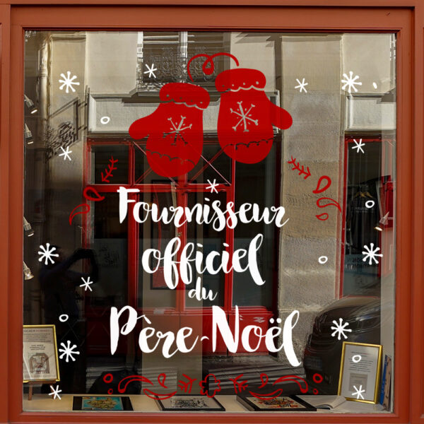 Sticker vitrine Fournisseur du Père Noël - vitrophanie Noël, fêtes de fin d'année