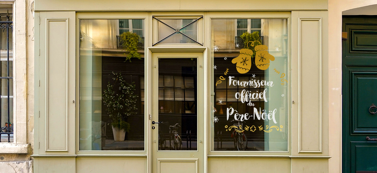 Sticker vitrine Fournisseur du Père Noël - vitrophanie Noël, fêtes de fin d'année