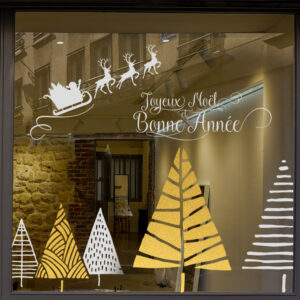 Sticker vitrine Grands sapins de Noël - vitrophanie fêtes de fin d'année