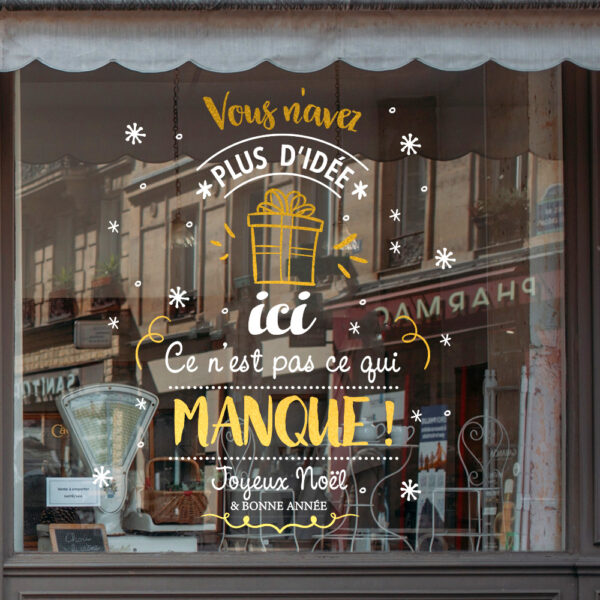 Sticker vitrine Idées Cadeaux - vitrophanie Noël, fêtes de fin d'année