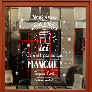Sticker vitrine Idées Cadeaux - vitrophanie Noël, fêtes de fin d'année
