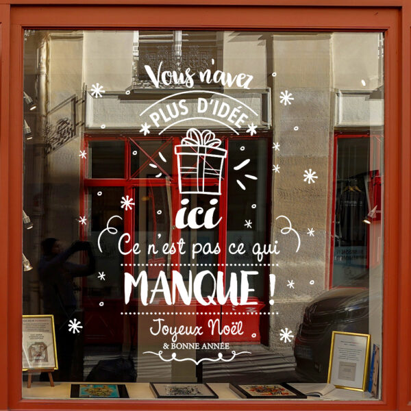 Sticker vitrine Idées Cadeaux - vitrophanie Noël, fêtes de fin d'année