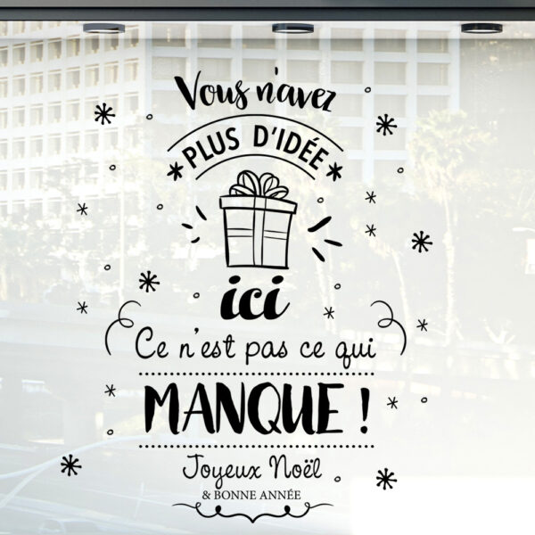 Sticker vitrine Idées Cadeaux - vitrophanie Noël, fêtes de fin d'année