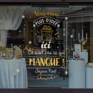 Sticker vitrine Idées Cadeaux - vitrophanie Noël, fêtes de fin d'année
