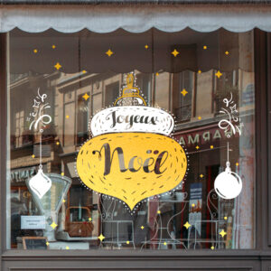 Sticker vitrine boule Joyeux Noël - vitrophanie Noël, fêtes de fin d'année