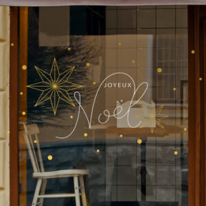 Sticker vitrine Joyeux Noël étoiles et neige - vitrophanie fêtes de fin d'année