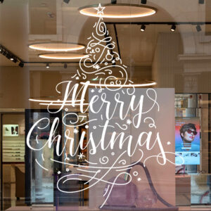 Sticker vitrine Merry Christmas- vitrophanie Noël, fêtes de fin d'année