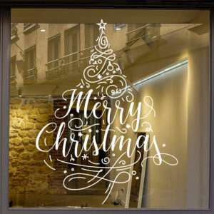 Sticker vitrine Merry Christmas- vitrophanie Noël, fêtes de fin d'année