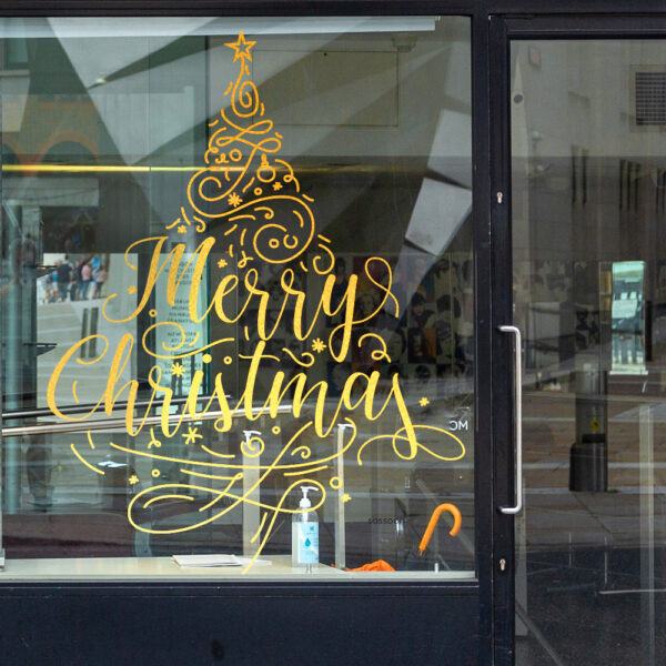 Sticker vitrine Merry Christmas- vitrophanie Noël, fêtes de fin d'année