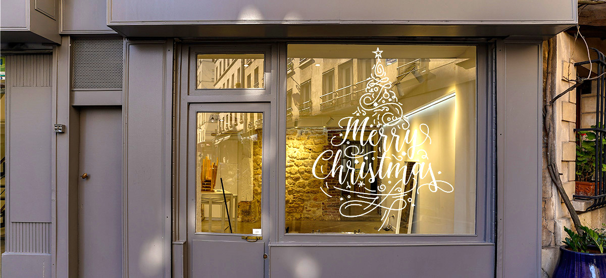 Sticker vitrine Merry Christmas- vitrophanie Noël, fêtes de fin d'année