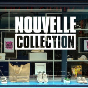 Sticker vitrine Nouvelle collection sobre - vitrophanie Nouvelle collection