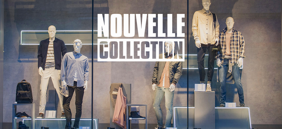 Sticker vitrine Nouvelle collection sobre - vitrophanie Nouvelle collection